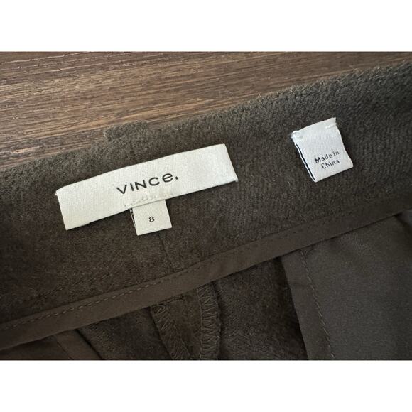 Vince Wool Pants Culottes Crop Wide Leg Pleated Dark Olive Green 8 - Picture 7 of 8